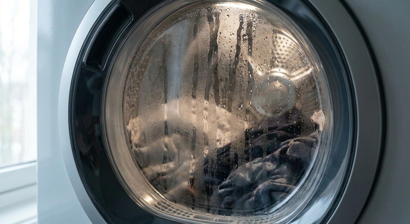 Condensation on a laundry room window