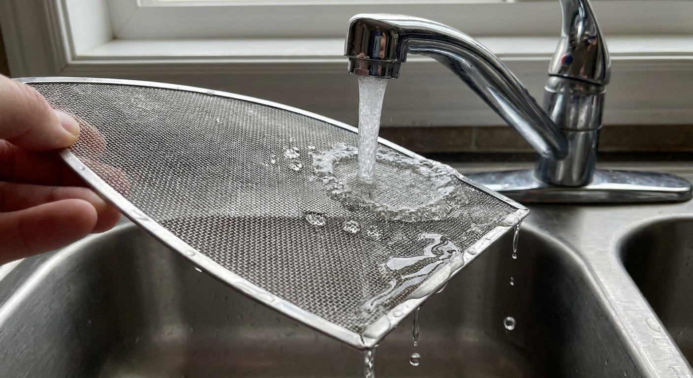Water pooling on top of a dryer lint screen due to a wax coating