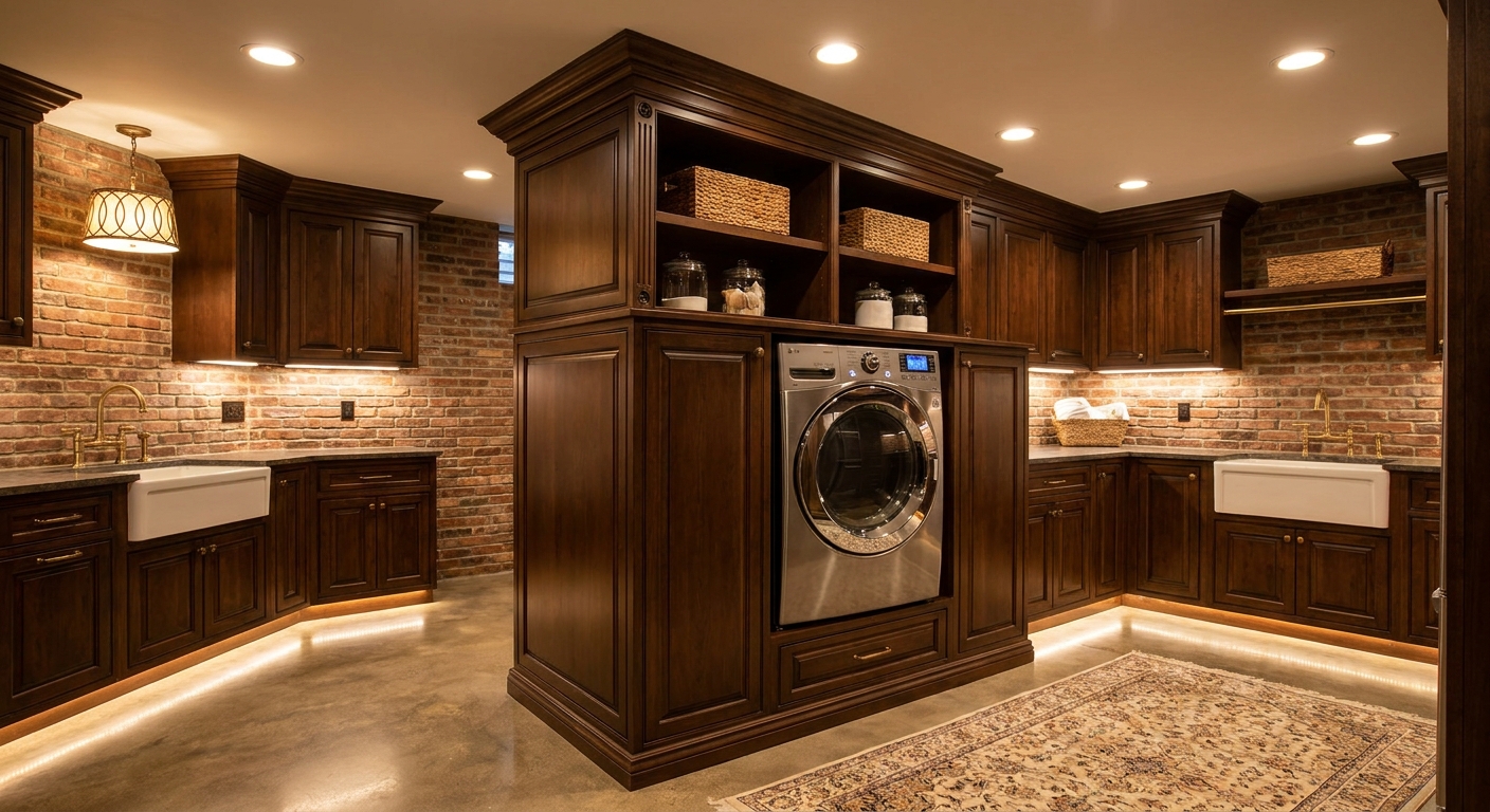 A classic basement laundry setup
