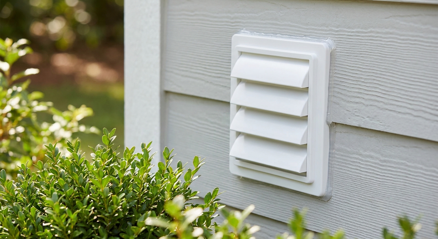 A professional technician clearing a dense blockage of lint and debris from a home's exterior vent cap